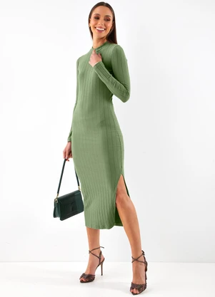 Colcci - Vestido Canelado Verde - COLCCI