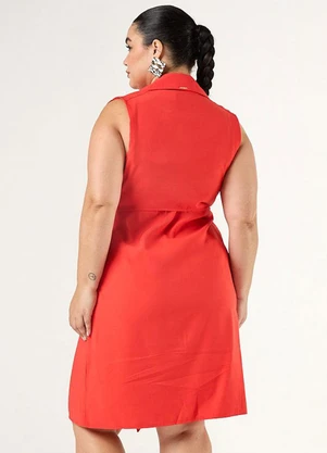 Elegance - Vestido Chemise com Faixa Vermelho Red Pepper - ELEGANCE