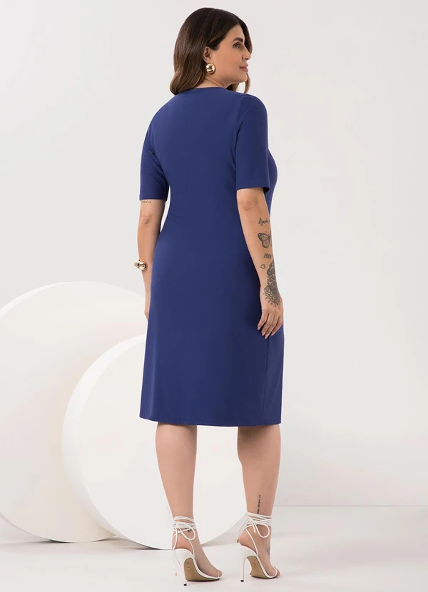 Lunender Mais Mulher - Vestido com Mangas 3/4 Plus Size Crepe Azul 2