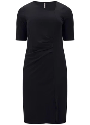 Lunender Mais Mulher - Vestido com Mangas 3/4 Plus Size Crepe Preto - LUNENDER MAIS MULHER