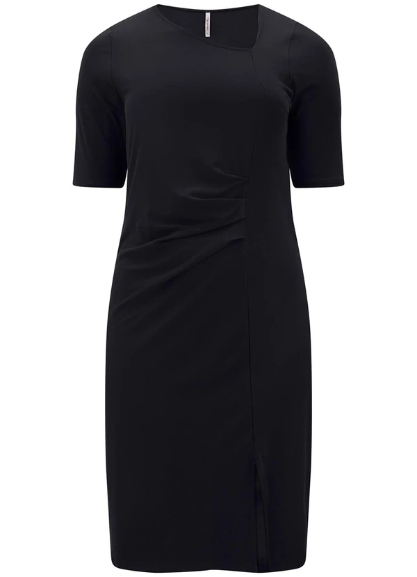 Lunender Mais Mulher - Vestido com Mangas 3/4 Plus Size Crepe Preto