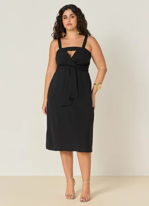 Elegance - Vestido com Recorte V no Busto Preto - ELEGANCE