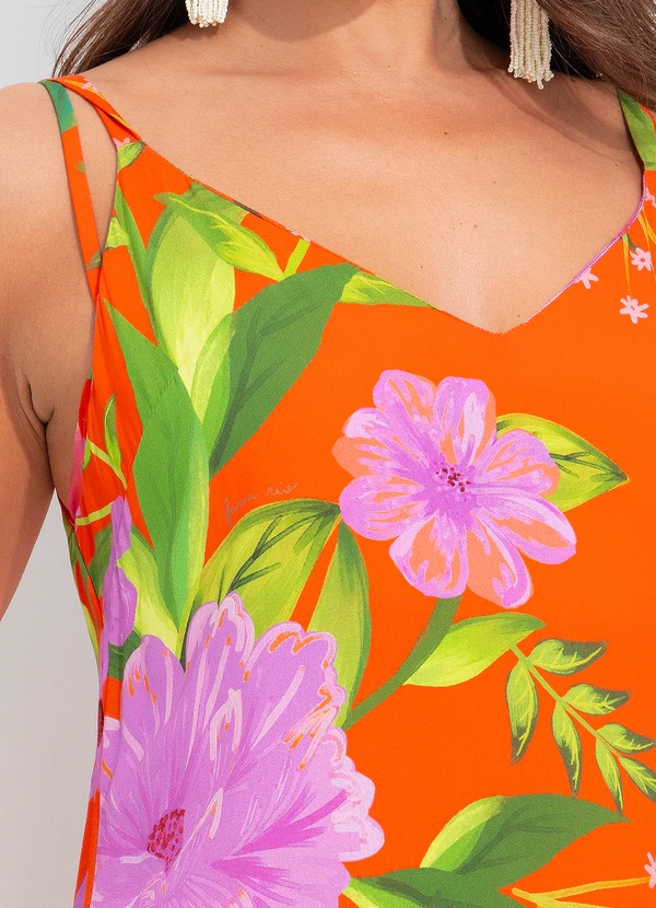 Farm - Vestido Curto Floral Bem Me Quer Laranja 7