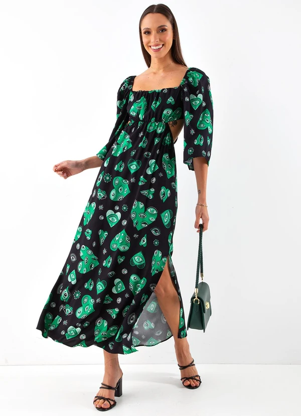 Colcci - Vestido Estampado Preto