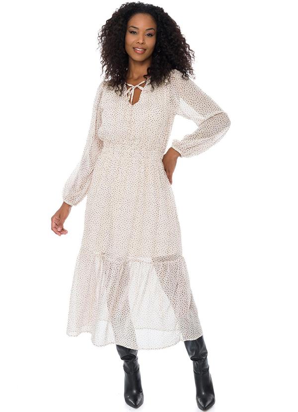 Doce Trama - Vestido Feminino Bege