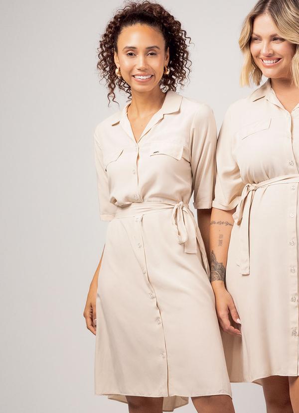 Marialícia - Vestido Feminino Sofisticado Bege