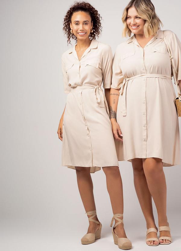 Marialícia - Vestido Feminino Sofisticado Bege  2