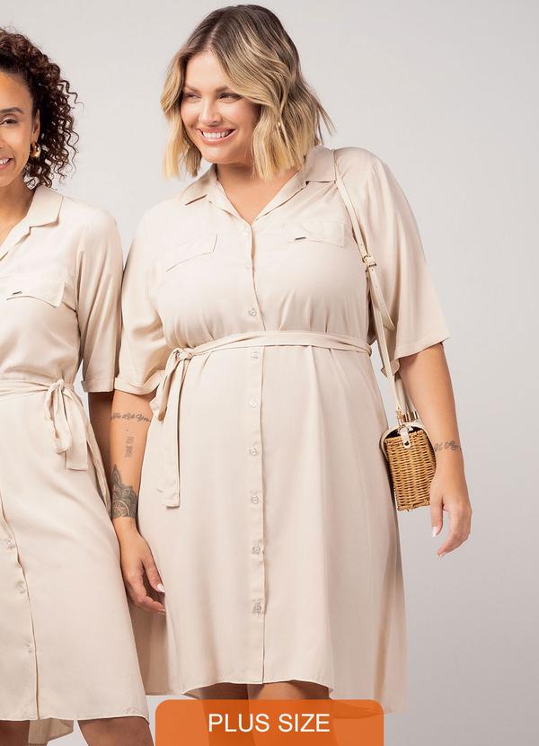 Marialícia - Vestido Feminino Sofisticado Bege  3