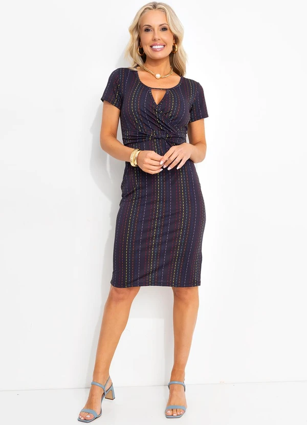 Rosalie - Vestido Listra Colorida em Malha 3