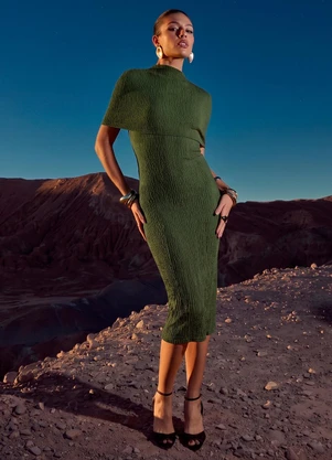 Naguchi - Vestido Midi 2 em 1 Verde Pimenta - NAGUCHI