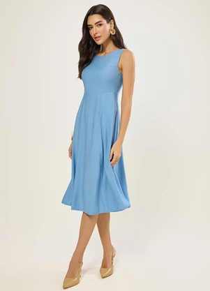 Naguchi - Vestido Midi com Bolso Azul Denim - NAGUCHI