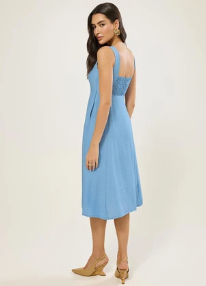 Naguchi - Vestido Midi com Bolso Azul Denim - NAGUCHI