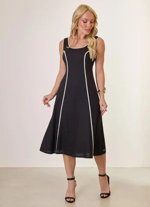 Naguchi - Vestido Midi com Detalhe Contrastante Chestnut  - NAGUCHI