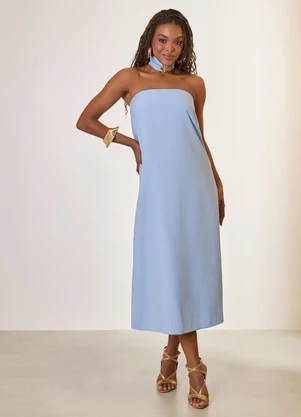Naguchi - Vestido Midi com Detalhe no Cinto Ceu Acinzentado - NAGUCHI