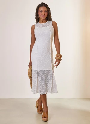 Naguchi - Vestido Midi em Renda Preto  - NAGUCHI
