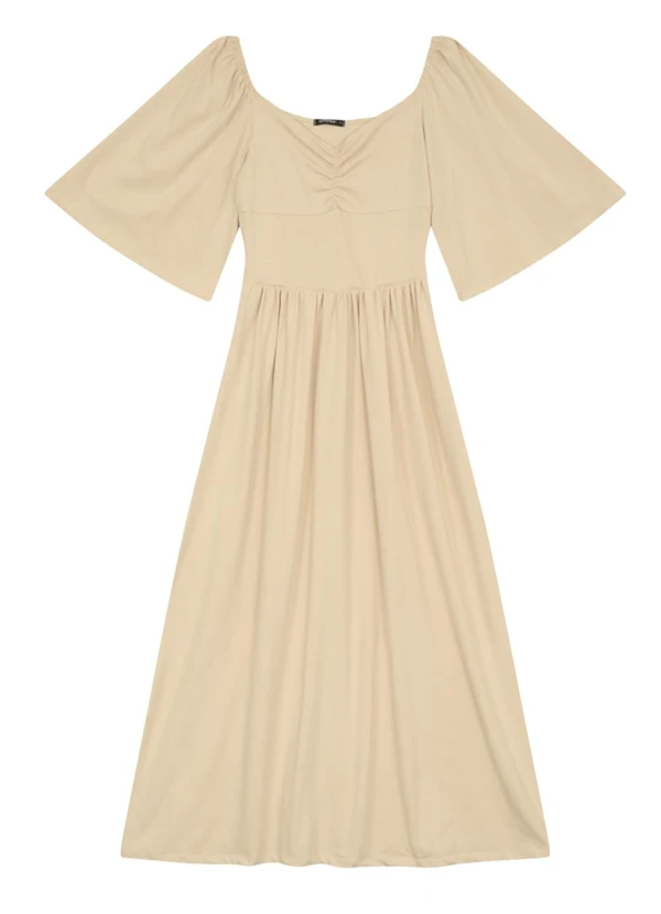 Essendi - Vestido Midi Feminino em Cotton Natural