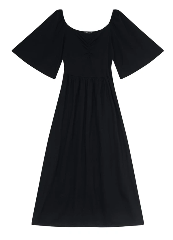 Essendi - Vestido Midi Feminino em Cotton Preto