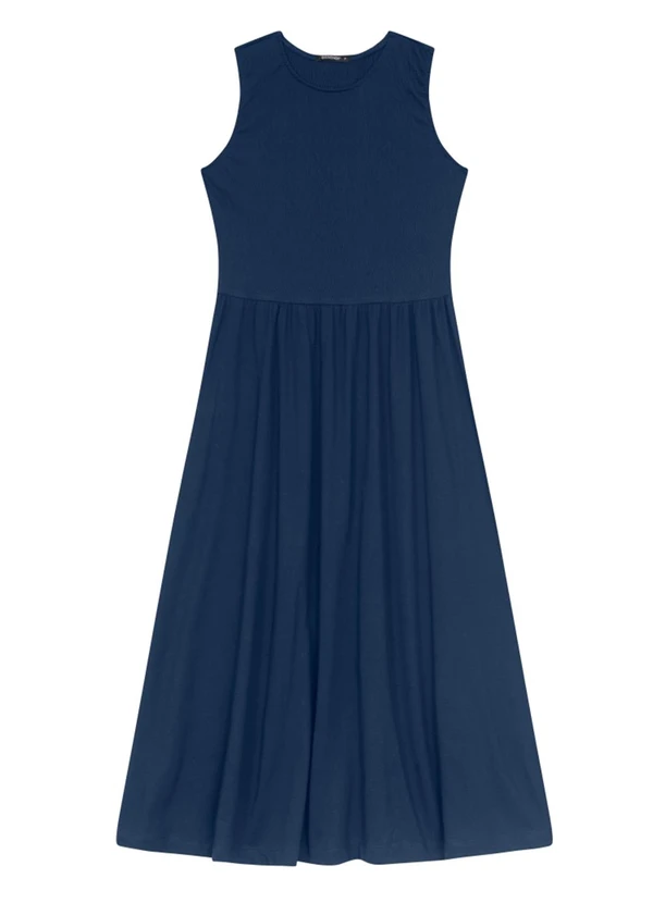 Essendi - Vestido Midi Feminino em Malha Azul