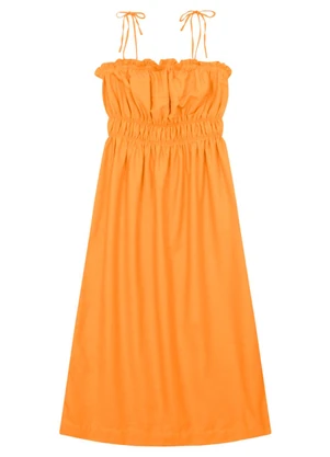Essendi - Vestido Midi Feminino em Viscose Laranja - ESSENDI