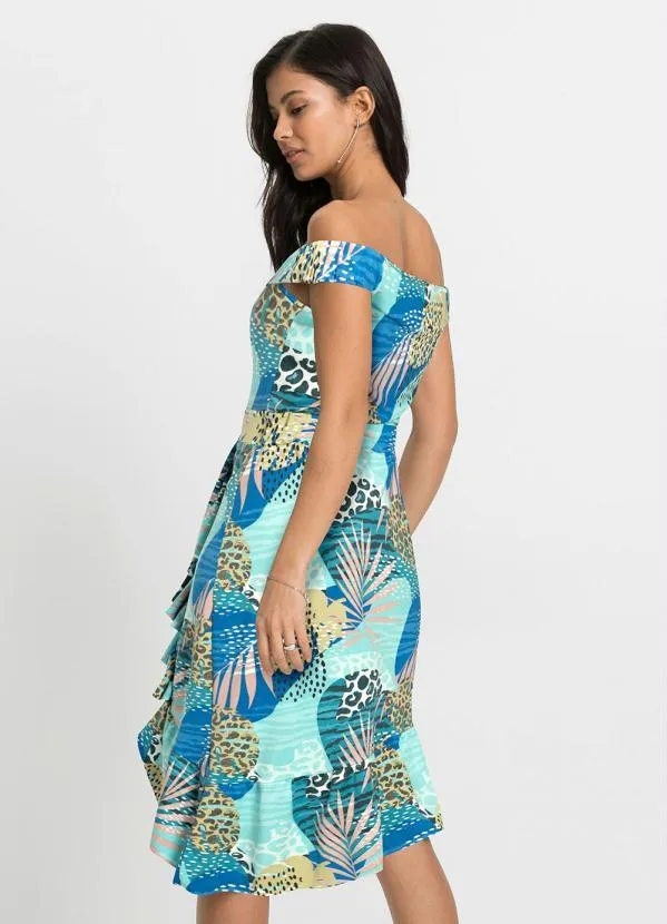 Queima Estoque - Vestido Ombro a Ombro Folhas Verdes 5