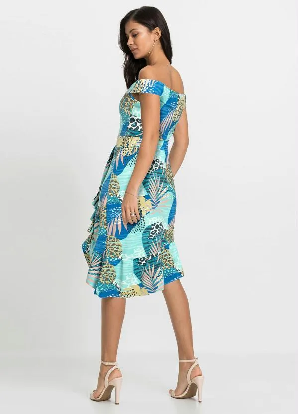 Queima Estoque - Vestido Ombro a Ombro Folhas Verdes 2