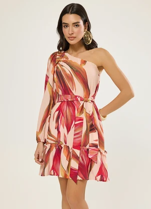 Naguchi - Vestido Ombro So Estampa Exclusiva Nude Rosado - NAGUCHI