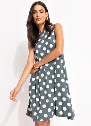 Quintess - Vestido Poá Grafite em Malha de Viscose - QUINTESS