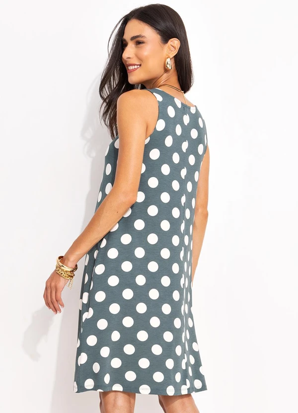 Quintess - Vestido Poá Grafite em Malha de Viscose 3