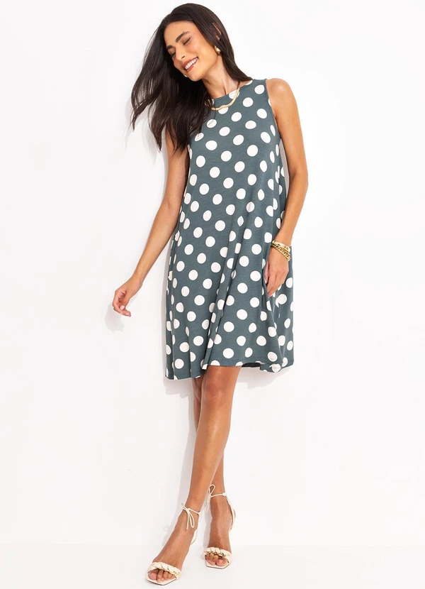 Quintess - Vestido Poá Grafite em Malha de Viscose 8