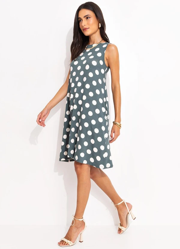 Quintess - Vestido Poá Grafite em Malha de Viscose 9