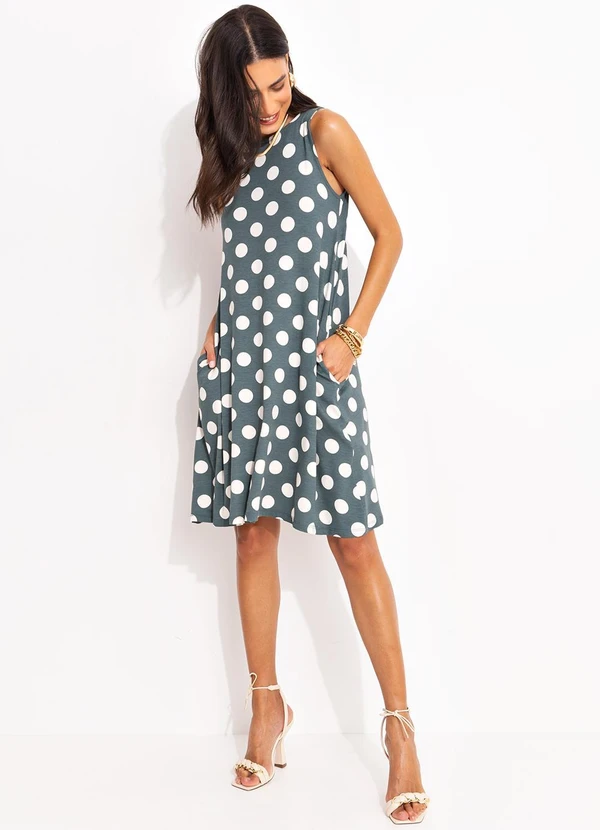 Quintess - Vestido Poá Grafite em Malha de Viscose 10