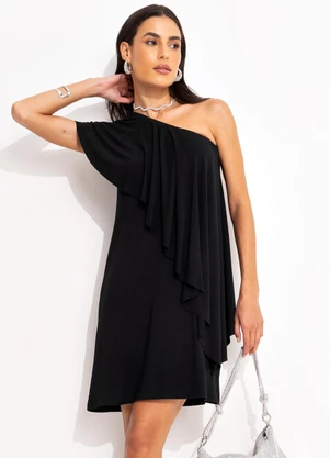 Quintess - Vestido Preto em Malha de Viscose - QUINTESS