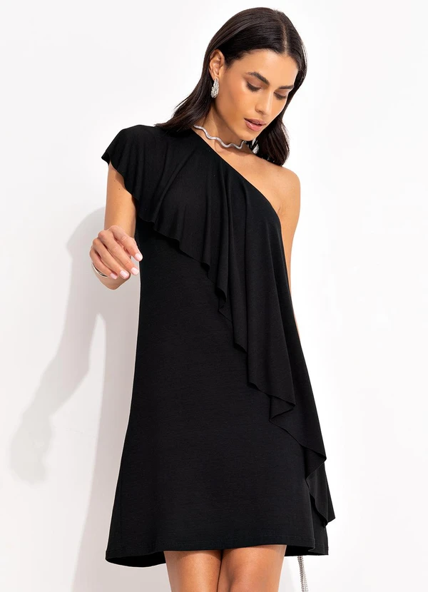 Quintess - Vestido Preto em Malha de Viscose 5