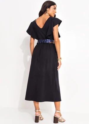 Quintess - Vestido Preto em Malha de Viscose - QUINTESS