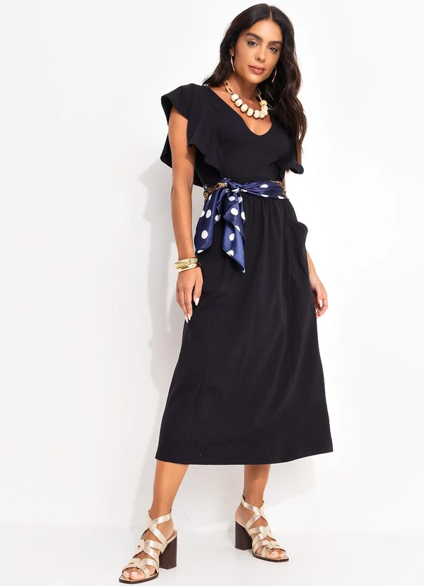 Quintess - Vestido Preto em Malha de Viscose 9