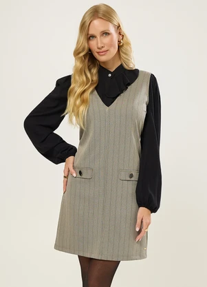 Naguchi - Vestido sem Manga Alfaiataria Listrada Cru - NAGUCHI