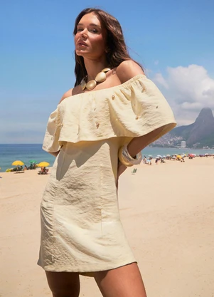 Naguchi - Vestido Tomara que Caia com Aplicacoes Amarelo Va - NAGUCHI