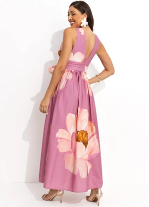 Farm - Vestido Transpassado Chita Bella Flor Rosa - FARM