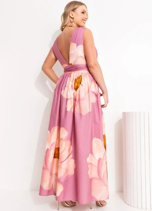 Farm - Vestido Transpassado Chita Bella Flor Rosa - FARM