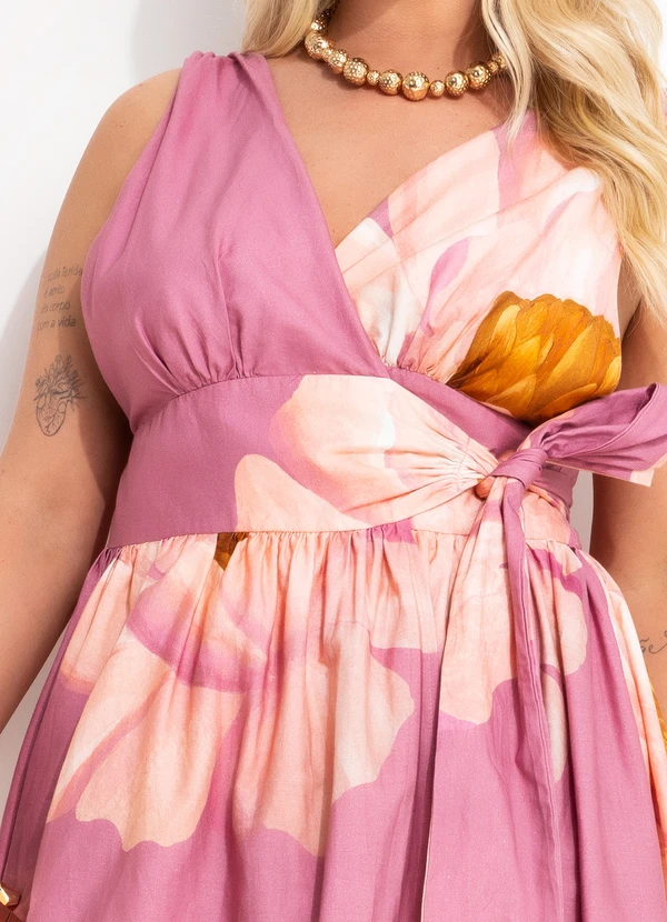 Farm - Vestido Transpassado Chita Bella Flor Rosa 13