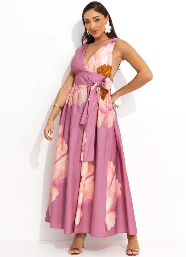 Farm - Vestido Transpassado Chita Bella Flor Rosa 3