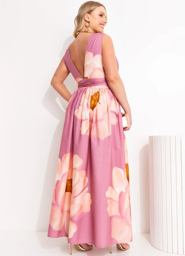 Farm - Vestido Transpassado Chita Bella Flor Rosa 9