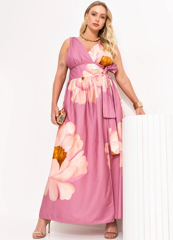 Farm - Vestido Transpassado Chita Bella Flor Rosa 10