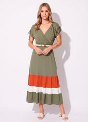 Vestido Verde Oliva com Recortes