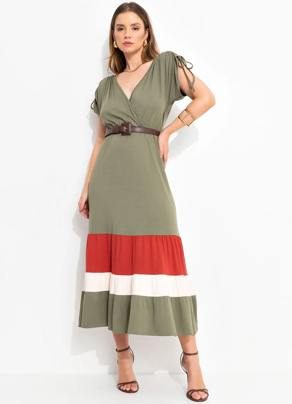 Quintess - Vestido Verde Oliva com Recortes 5