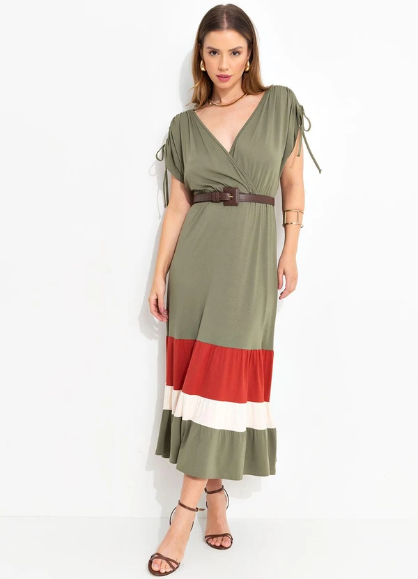 Quintess - Vestido Verde Oliva com Recortes 4