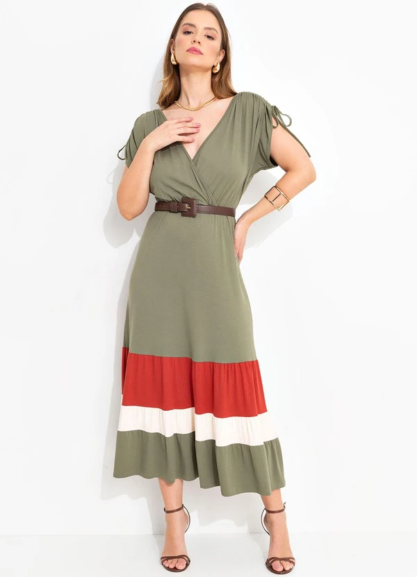 Quintess - Vestido Verde Oliva com Recortes 3