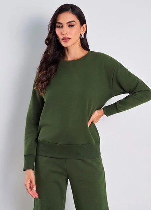 Meu Jeans - Blusa Comfy Moletom Peluciado Verde Militar - MEU JEANS