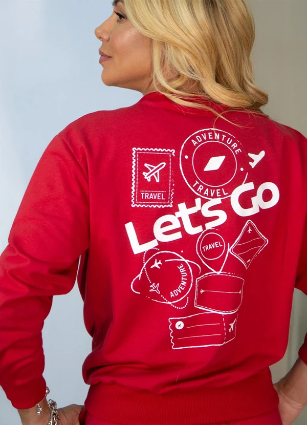 Hiatto Confecção - Blusa de Moletinho Lets Go Vermelho 3