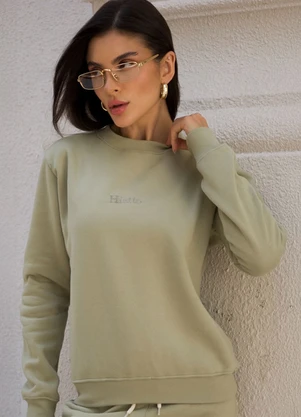 Hiatto Confecção - Blusa de Moletom Feminina Tradicional Verde - HIATTO CONFECÇÃO